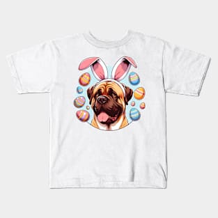 Mastiff's Easter Celebration with Bunny Ears Delight Kids T-Shirt